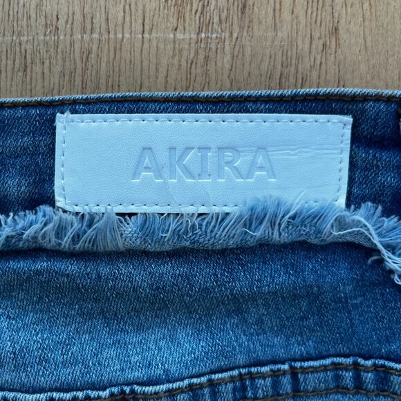 AKIRA MAYA FRAY MID RISE SKINNY WOMEN’S JEANS sz 7 W27 Dark Wash STRETCHY NWT - Picture 9 of 15